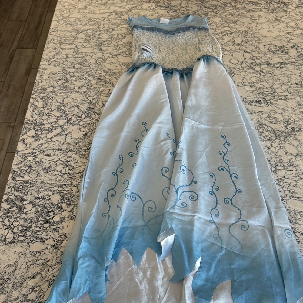 Girls Corpse Bride Blue and White Lace Halloween Dress